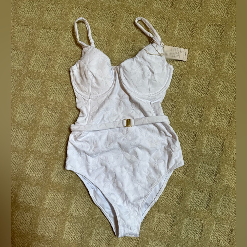 Kenny Flowers White One-Piece Swimsuit with Cut-Out Detail